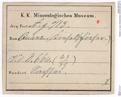 Etiketten zu Quarz (Kieselschiefer) (NHMW-MIN-Ag713)